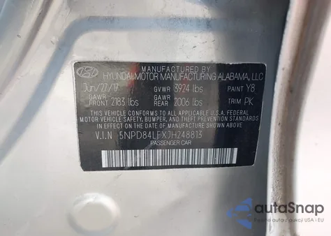 2018 Hyundai Elantra Sel из США, поврежденный, VIN 5NPD84LFXJH248813